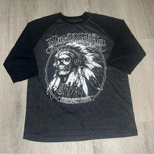 Metal Mulisha Anti-Est 1999 Skull 3/4 Sleeve Baseball Shirt